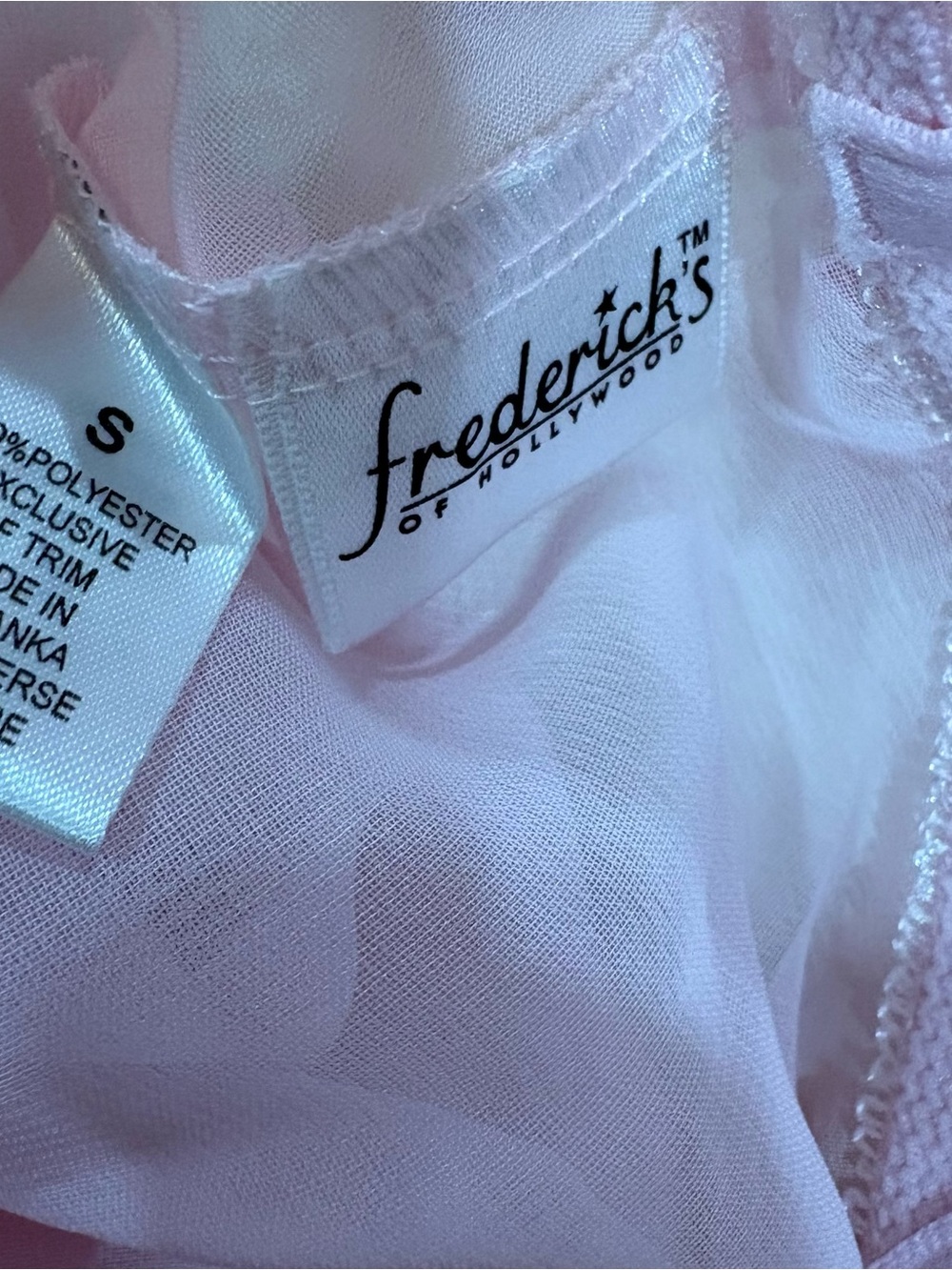 Frederick's of Hollywood Sheer Light Pink Ruffled Babydoll Chemise - Picture 3 of 3
